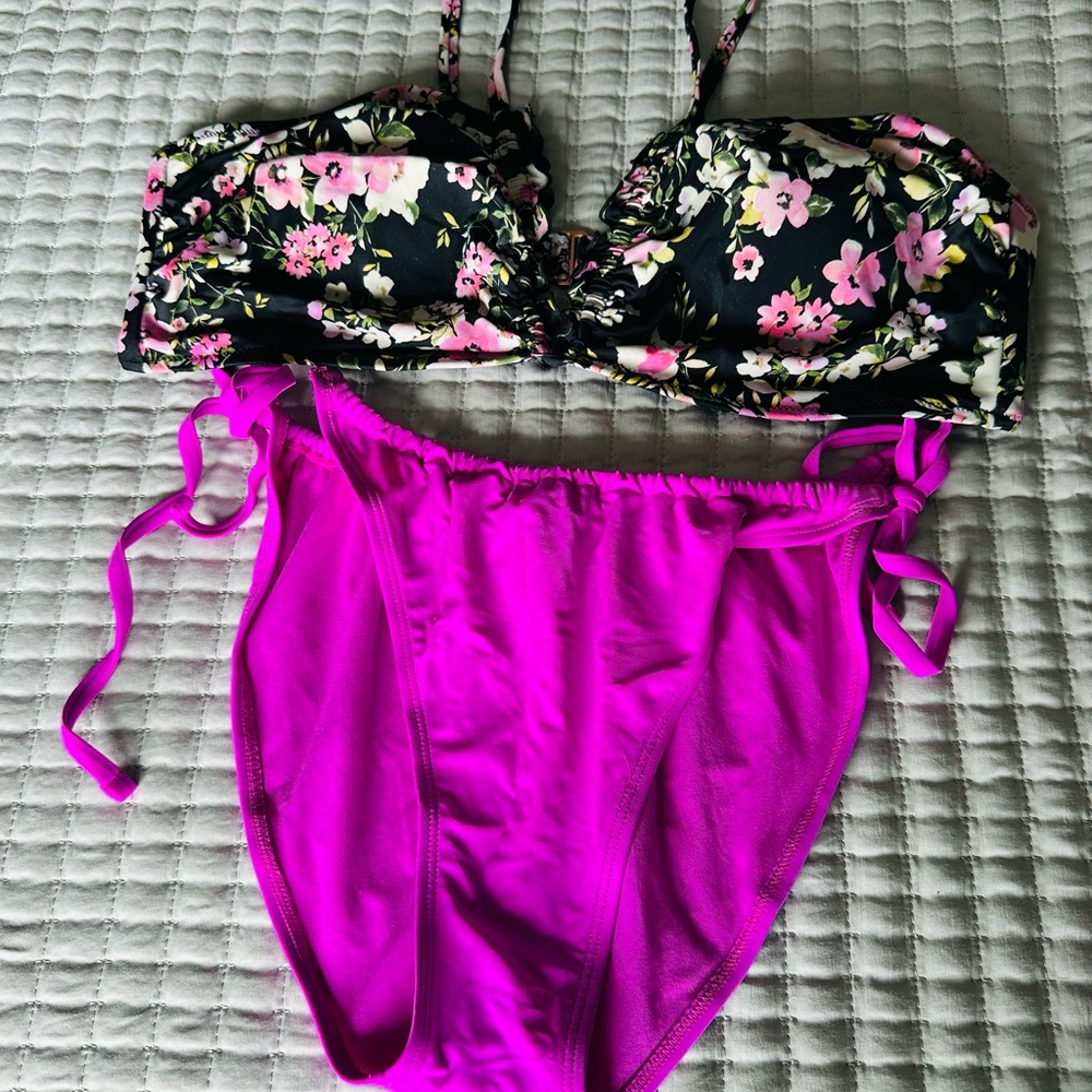 Floral Bikini Top with Pink Bottoms